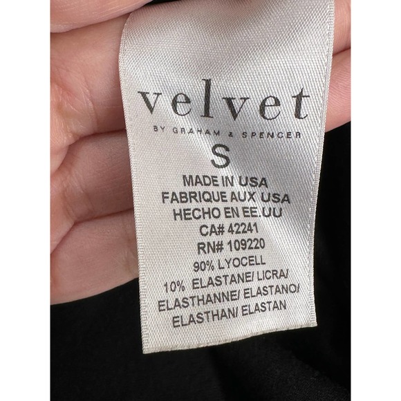 Velvet black long sleeves faux wrap top size Small - Picture 6 of 13